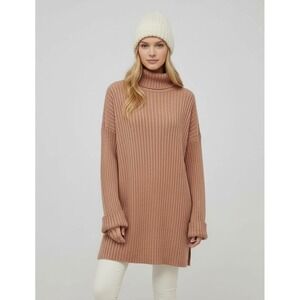 SOYA CONCEPT Large Rose‎ Gold Ribbed Turtleneck 3/4 Length Sweater